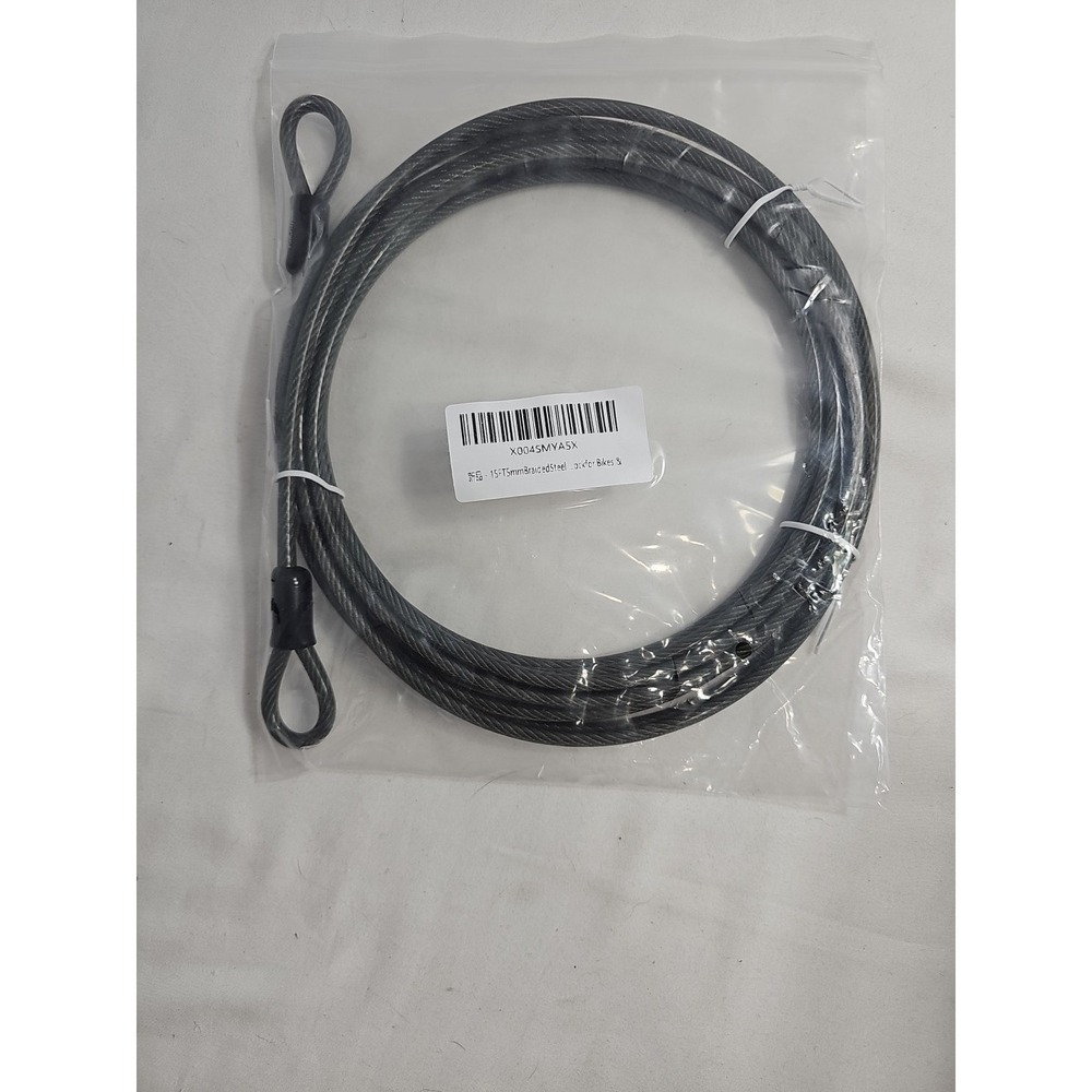 15ft Braided Steel Security‎ Cable with Looped Ends